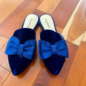 Women’s Blue Velvet Slides